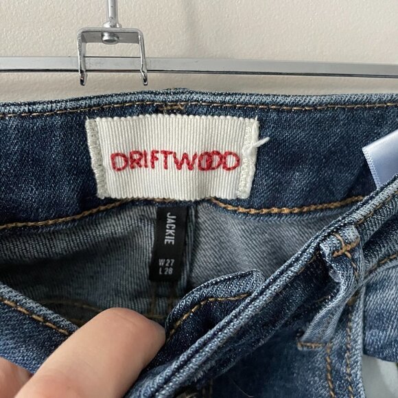 DRIFTWOOD Jackie Skinny Embroidered Denim Jeans Mid-Rise Dark Wash Blue 27 - Picture 9 of 9